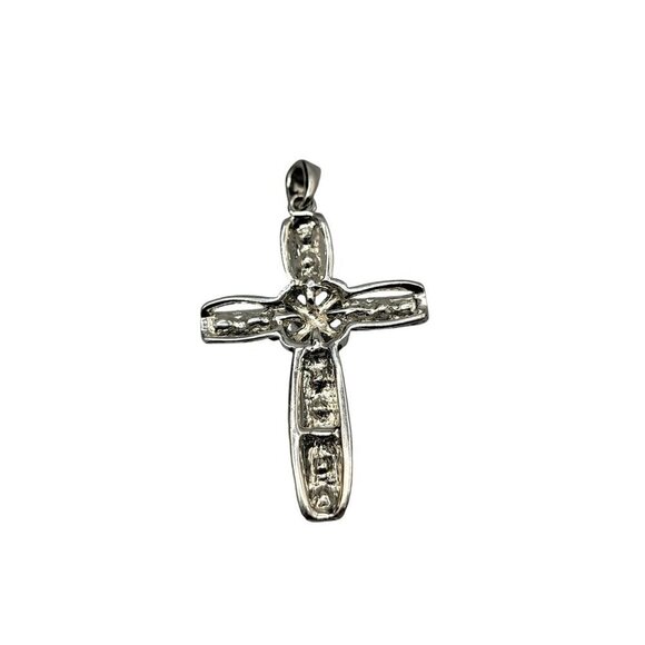Aurora Borealis Cross Pendant Silver Tone Lots of Sparkle & Color - Picture 7 of 12